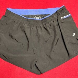 Asics Black Shorts with Blue Waist Trim